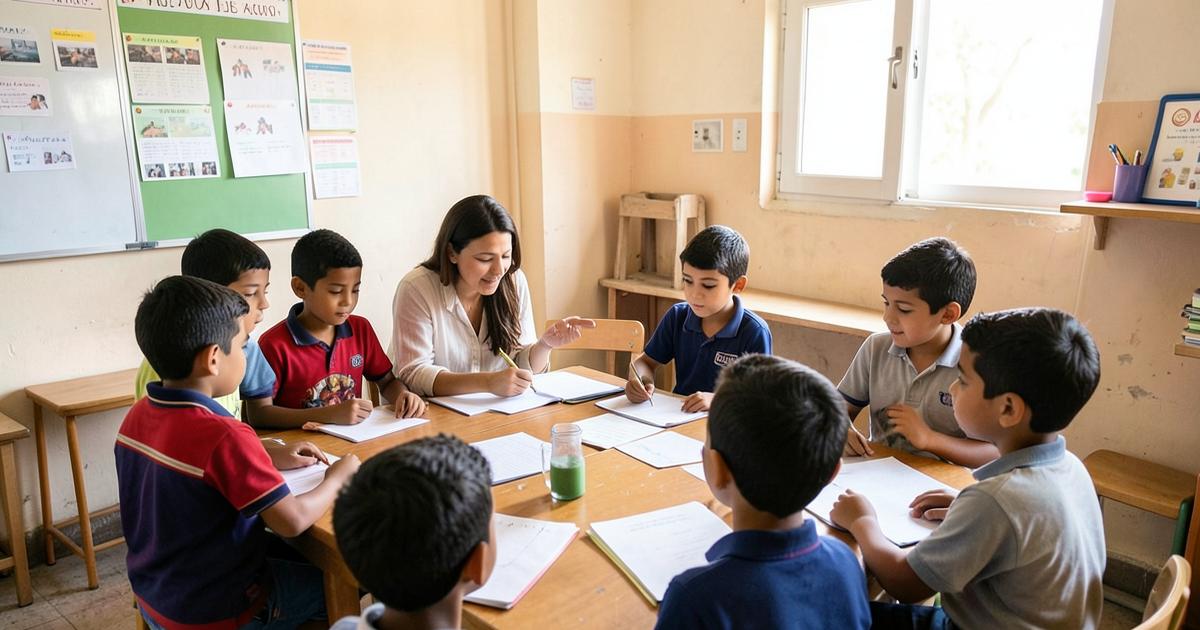تلاميذ في حصة دعم مدرسي بأكادير